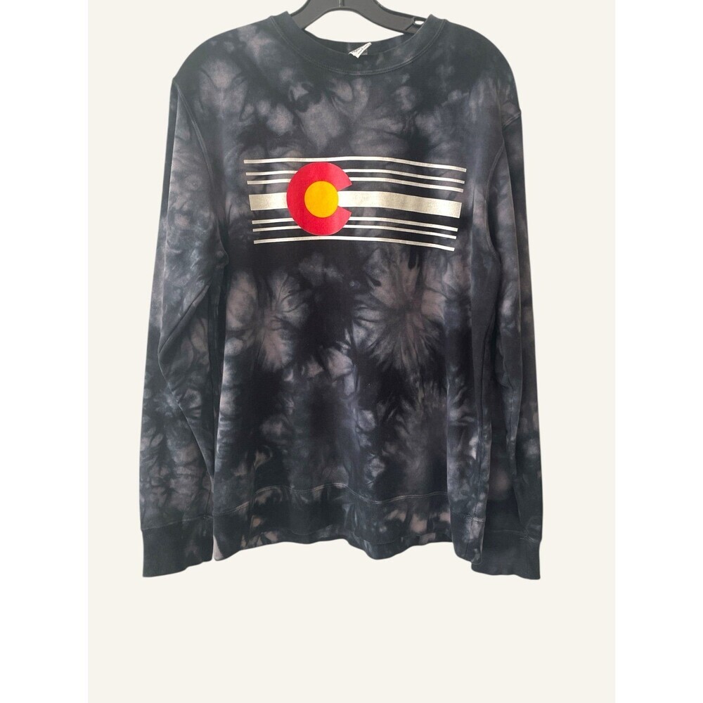 Colorado Flag Rocky Mountains Long Sleeve Crewneck Sweater Tie Dyed Size Small